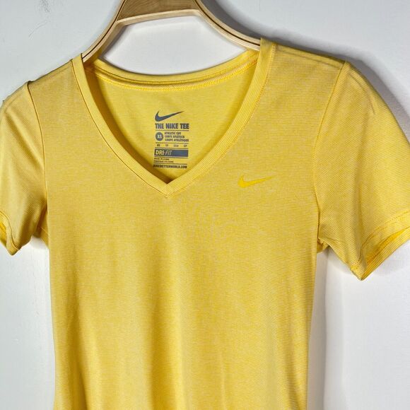Nike Women's The Nike Tee Yellow White Stripes‎ Size XS - Picture 3 of 4